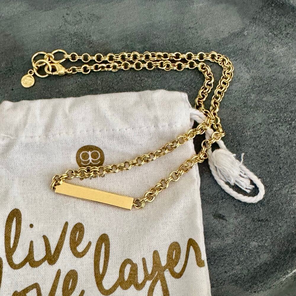 Gorjana Lou Tag Gold ID Necklace rare - Picture 5 of 8